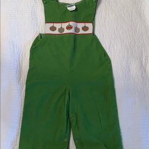 Ornament smocked corduroy long-all